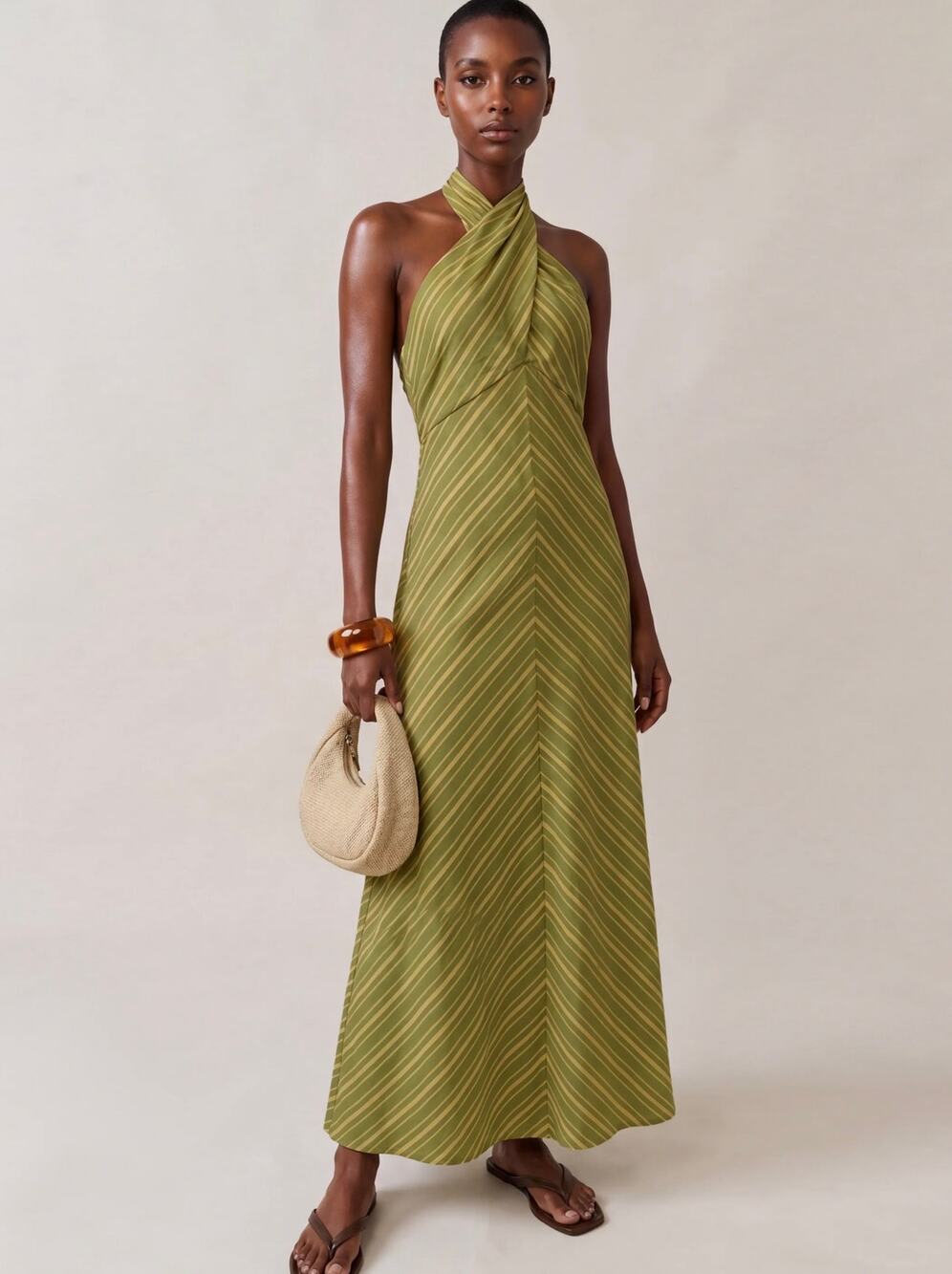 New O.P.T Noelle cotton green maxi dress $197 sz M